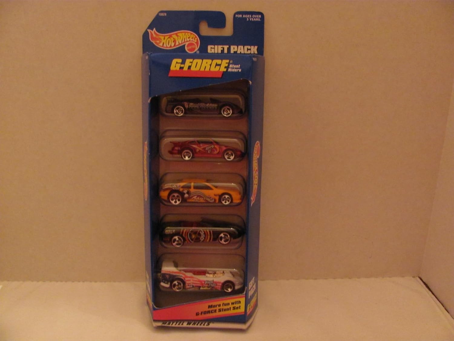 Vintage - Hot Wheels - G-FORCE Stunt Riders - 5 Car GIFT PACK (Each is 1:64 Scale Die Cast Metal Car) - 1997 - by MATTEL / (Made in Malaysia / For Ages Over 3 Years)