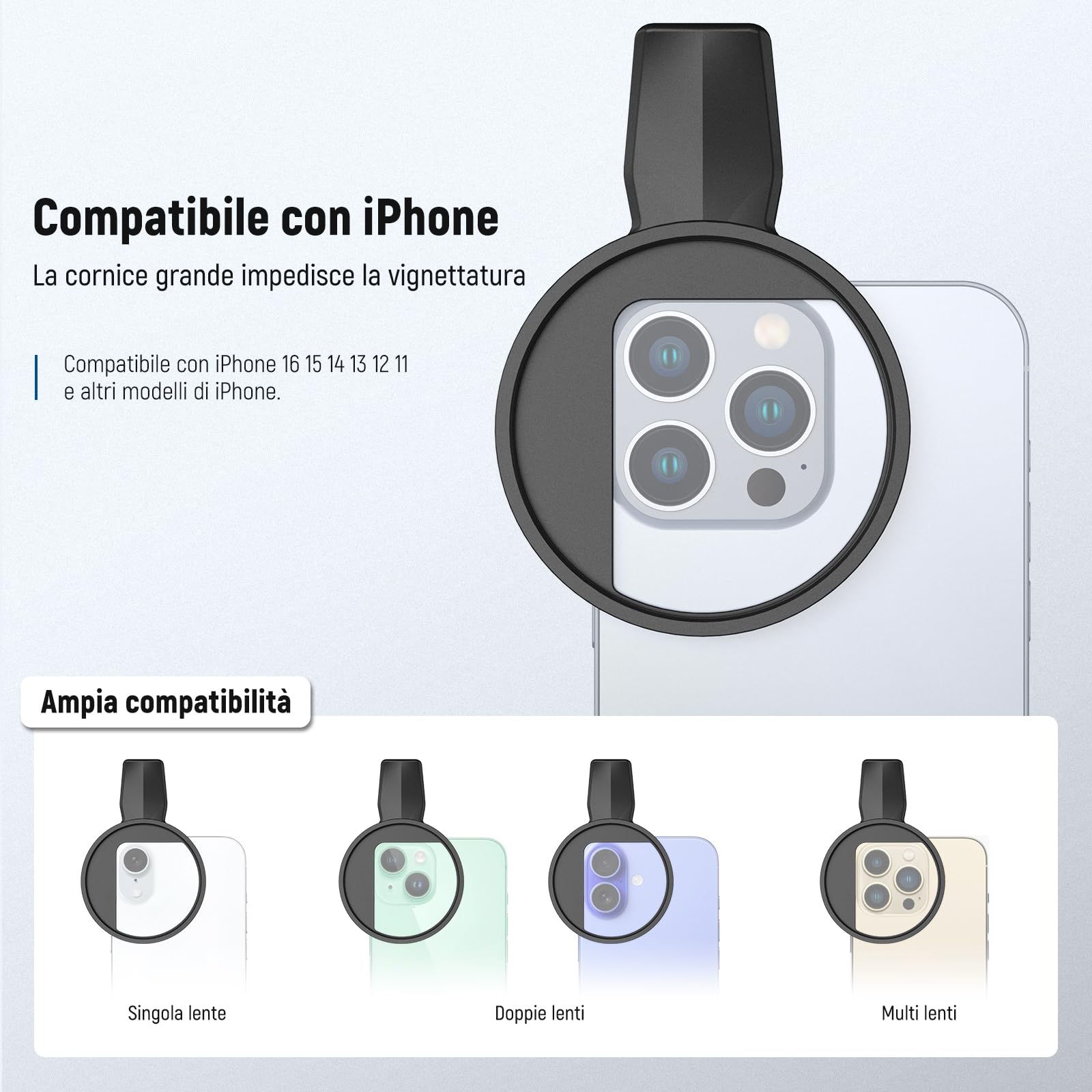 NEEWER 2in1 67mm Filtro CPL e Balck Diffusion 1/4 a Clip Compatibile con iPhone 17 16 15 Pro Max Plus 16e 14 13 Mini 12, Polarizzante Circolare per Obiettivo Telefono, Kit Accessori Fotografia,FL-B35