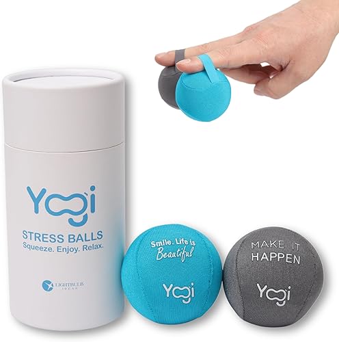 Miniatura 8 de Yogi Stress Ball with Finger Grip Strap  Squeeze Ball for Anxiety Relief & Hand Therapy  Grip Strength Trainer for Adults & Kids, Fidget Toy for