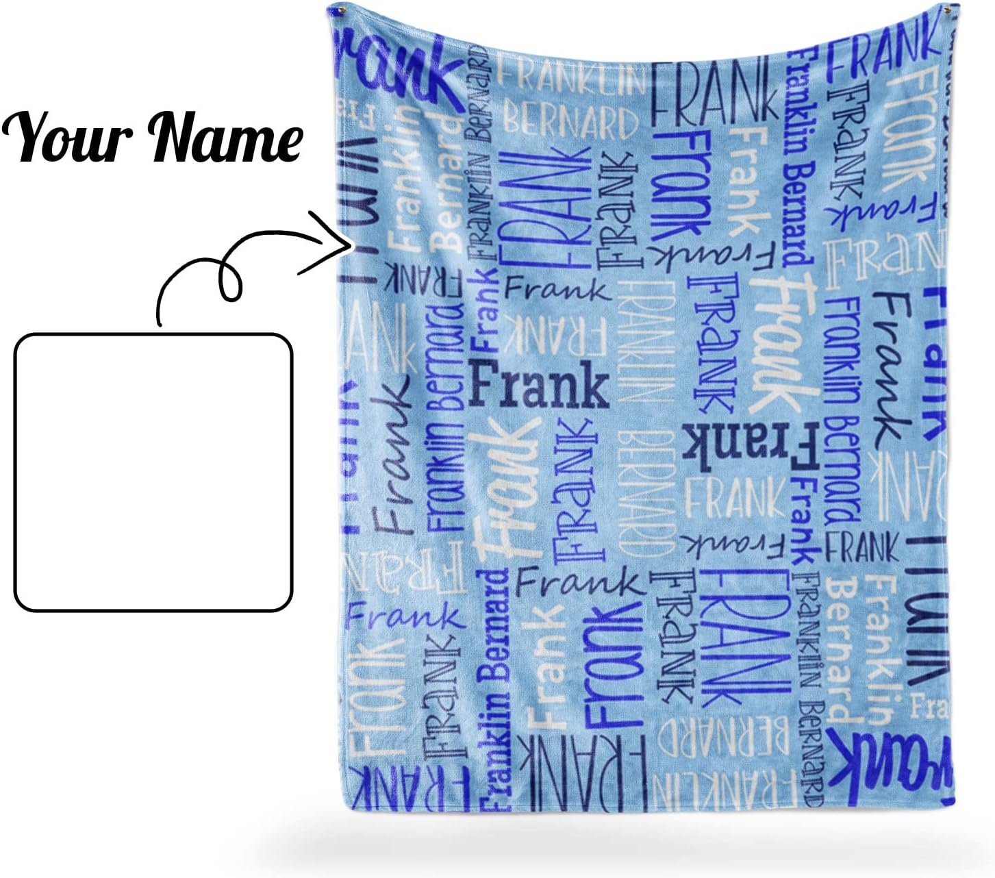 Ship Next Day, Personalized Baby Blankets for Baby Boys Girls, Kids Custom Name Blanket for Newborn Toddler Teen Adult, Monogram Daycare Receiving Throw Moms Gifts(40"x50") Light Blue