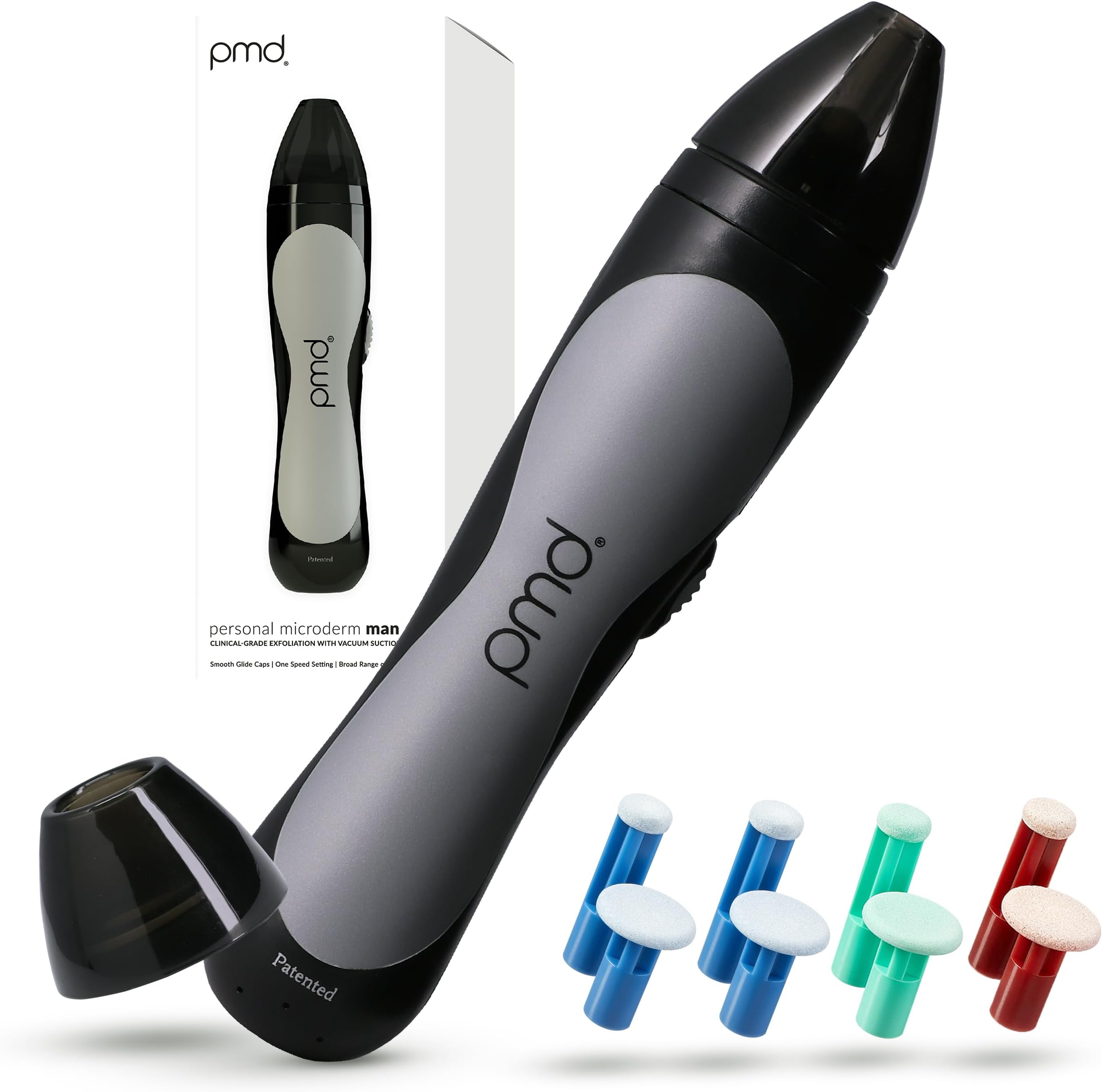 Personal Microderm Man - At-Home Microdermabrasion Machine with Kit for Face & Body - Exfoliating Crystals and Vacuum Suction for Bold and Striking Skin