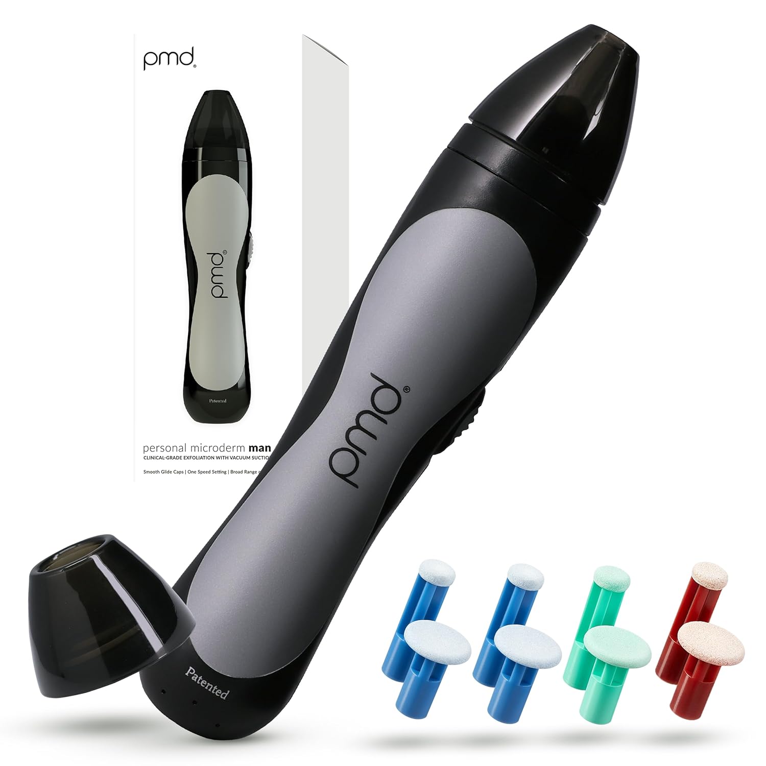 PMD Beauty Personal Microderm Man – At-Home Microdermabrasion Machine with Kit for Face & Body – Exfoliating Crystals and Vacuum Suction for Bold and Striking Skin