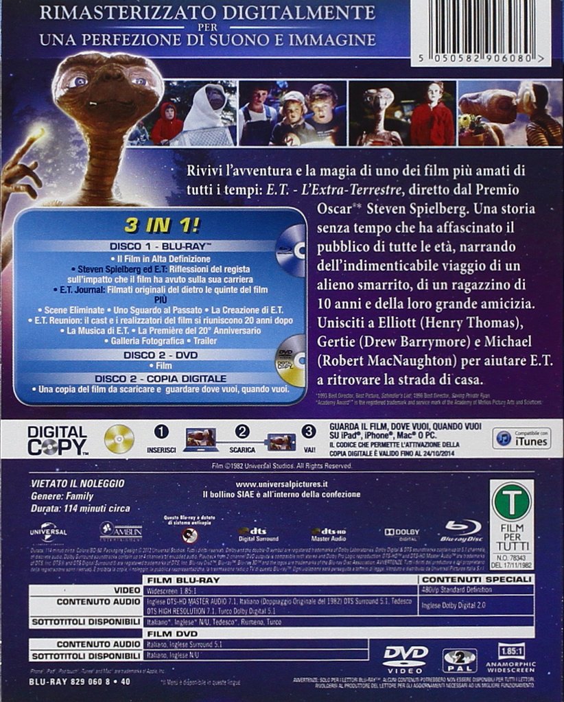 E.T. - L'Extra-Terrestre (Blu-Ray+Dvd+Digital Copy) [Italian Edition]