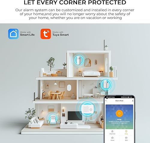Miniatura 4 de PGST Sistema de alarma inteligente para el hogar, sistemas de seguridad inalámbrica para el hogar, 20 piezas de alarma de puerta expandiblesensores