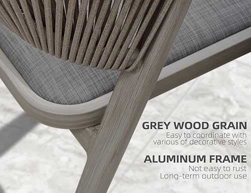 Miniatura 6 de PURPLE LEAF Juego de comedor al aire libre de 5 piezas para todo tipo de clima, muebles de patio al aire libre con mesa, marco de aluminio para