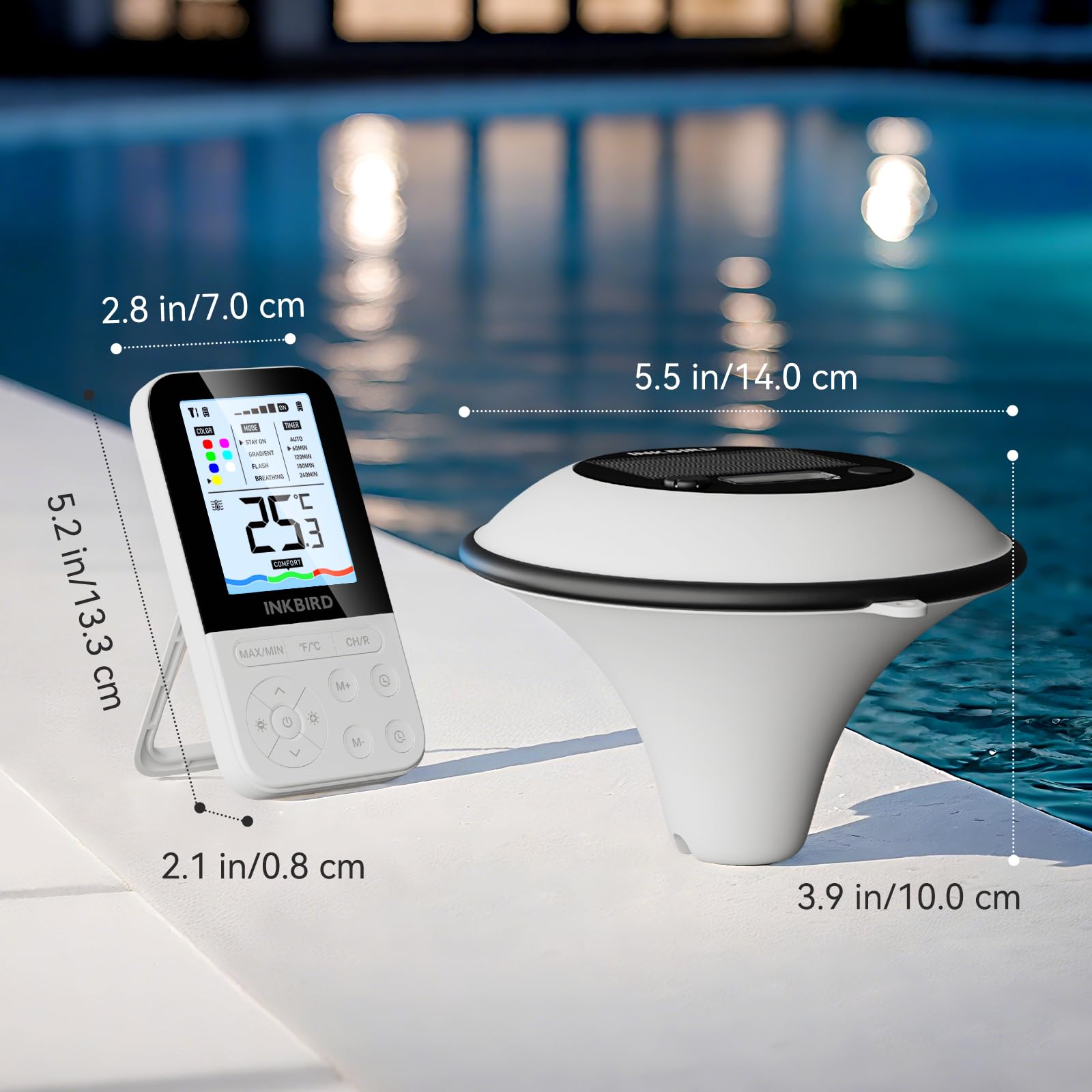 Inkbird IBS-P05R Umgebungslicht-Poolthermometer mit kabellosem Monitor