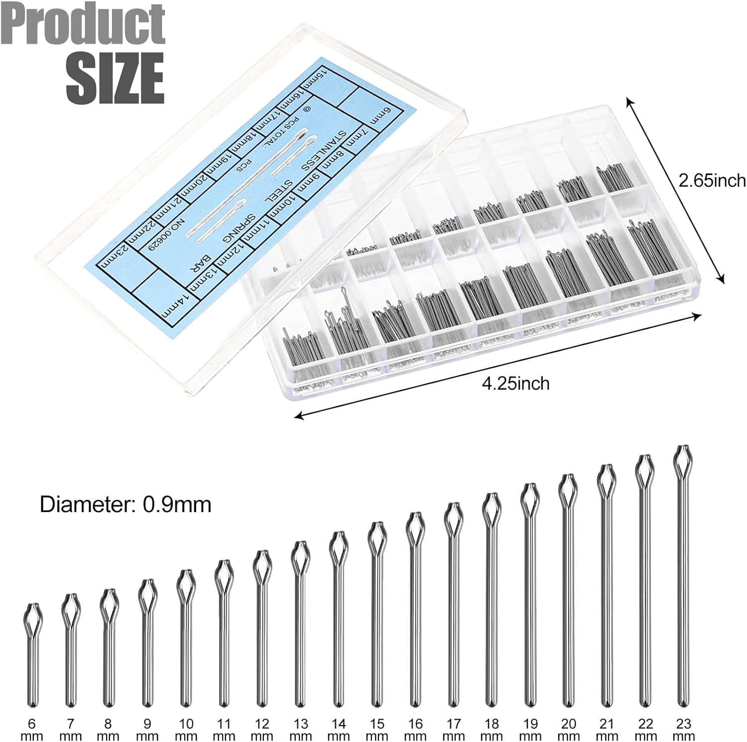 360 Pcs 6-23mm Watch Band Link Cotter Pins Assortment, Watch Strap Bars, Watch Link Repair Kit, Watch Band Tool for Watch Repair thumbnail