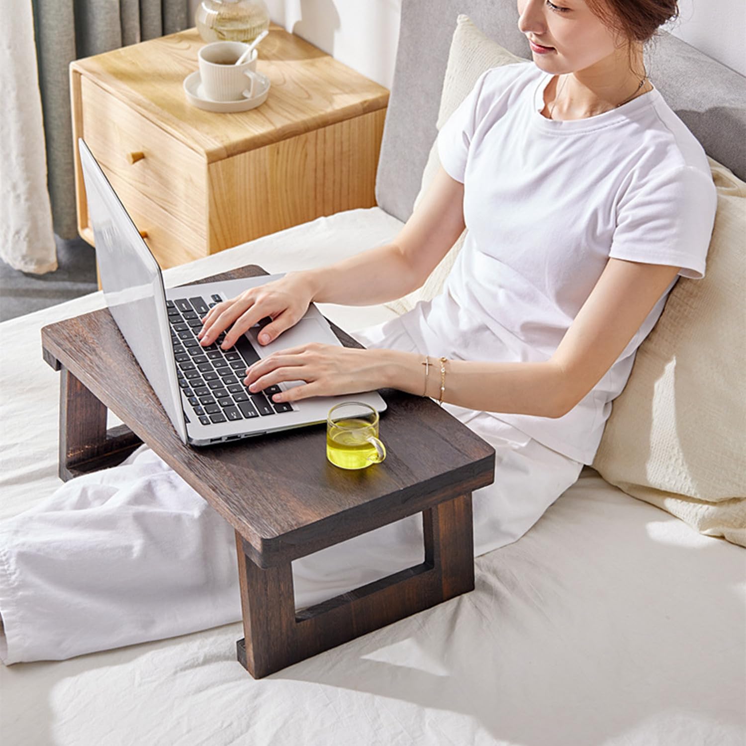 WTTTTW Japanese Floor Table, Rectangle Japanese Tatami Table, Folding Coffee Table Vintage Tea Table Low Table for Sitting on The Floor Accent Furniture,60x30x20cm
