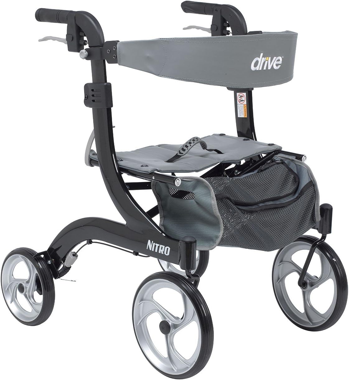 Nitro Aluminum Rollator, Hemi Height, 10" Casters RTL10266BK-H
