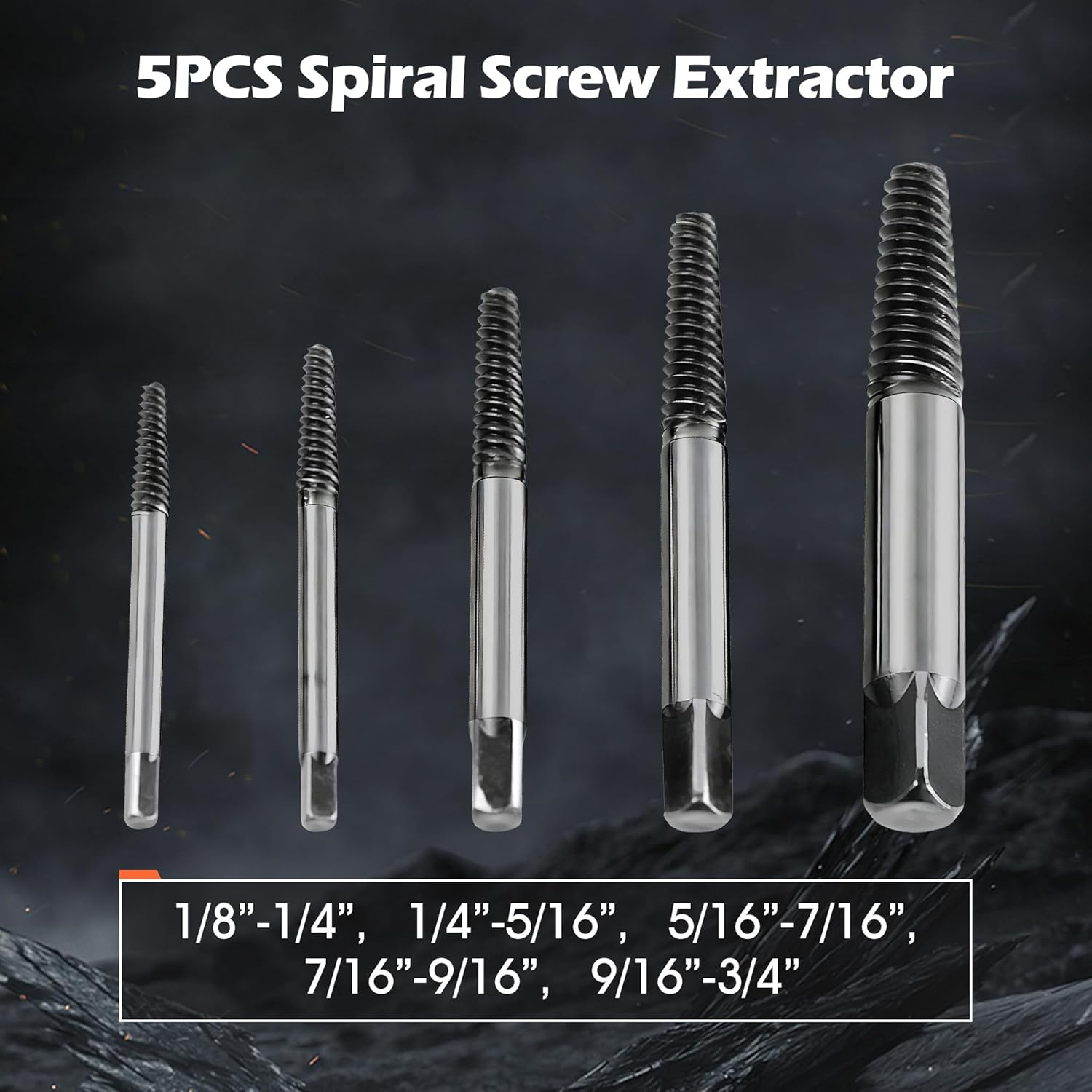 5-Piece Spiral Screw Extractor Set, Left Hand Drill Bit Tool for Removing Broken Studs, Bolts & Screws, Easy Out Damaged Fastener Removal Kit