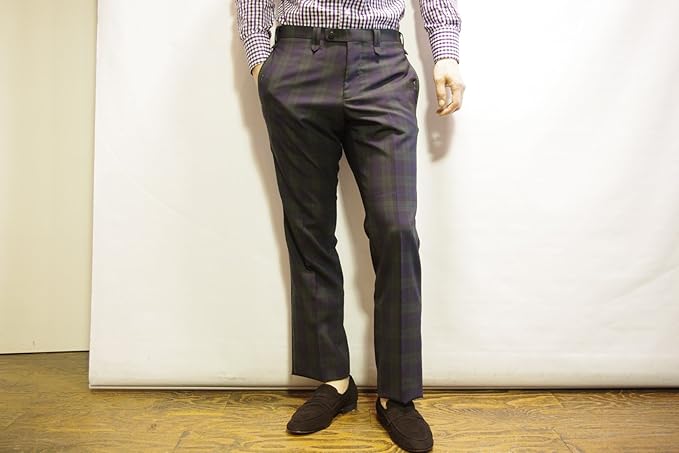 Amazon Ale Jillbelto オールシーズン ノータック スラックス 男性 紳士服 メンズ トラッド感 ブラックウォッチ ストレッチ ノータックパンツ パンツ 通販