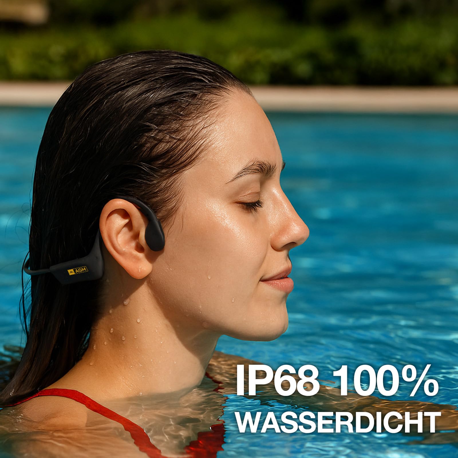 AGM Knochenschall Kopfhörer, Open Ear Kopfhörer Motion Buds Bluetooth 5.4 Kabellos Sportkopfhörer IP68 wasserdicht Kopfhörer mit LED für Laufen Radfahren Joggen Fitness