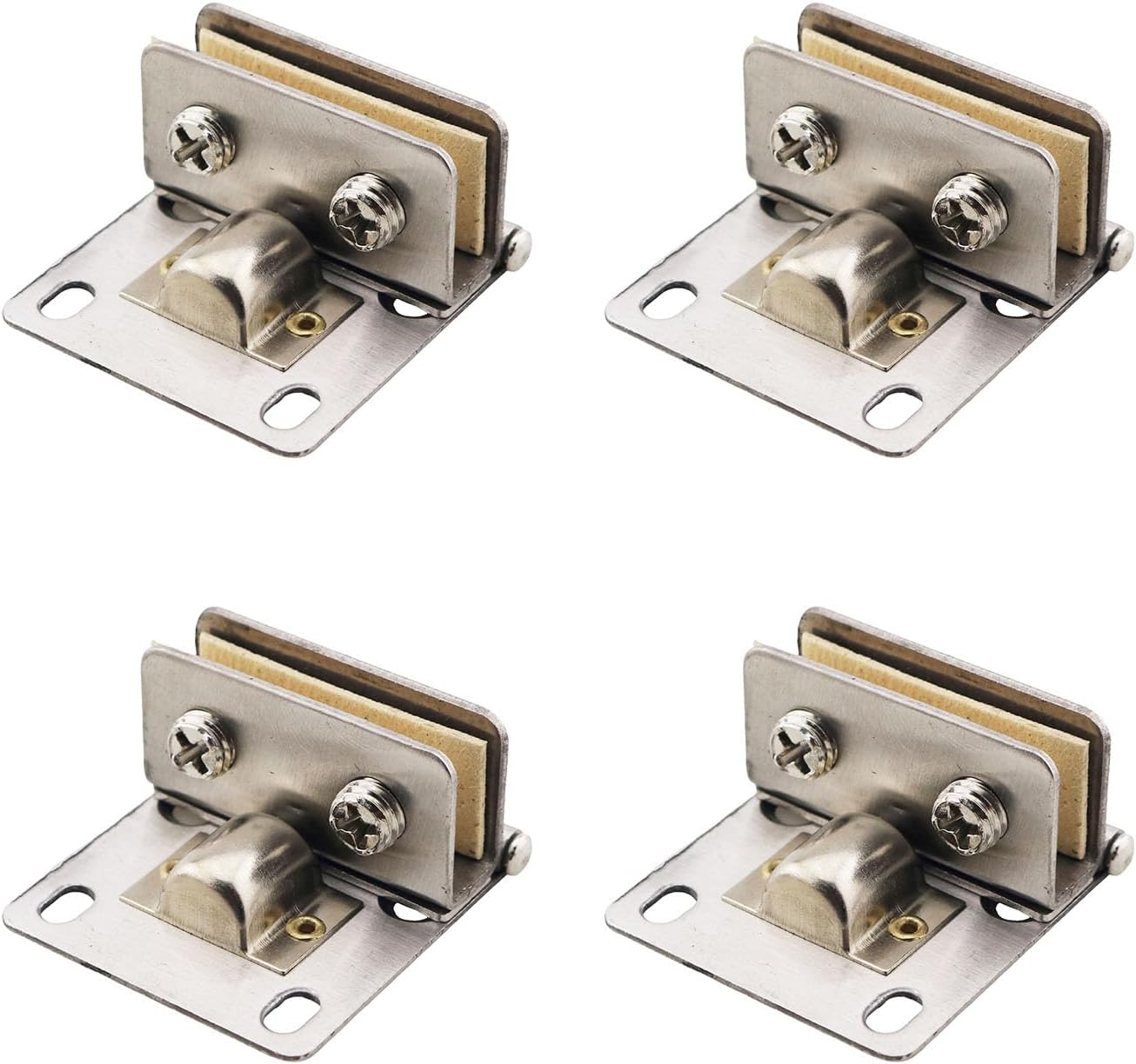 TAODAN 4PCS Stainless Steel Small Square Unilateral Clamp Suitable for Display Cabinet Bathroom Glass Door Aquarium Lid
