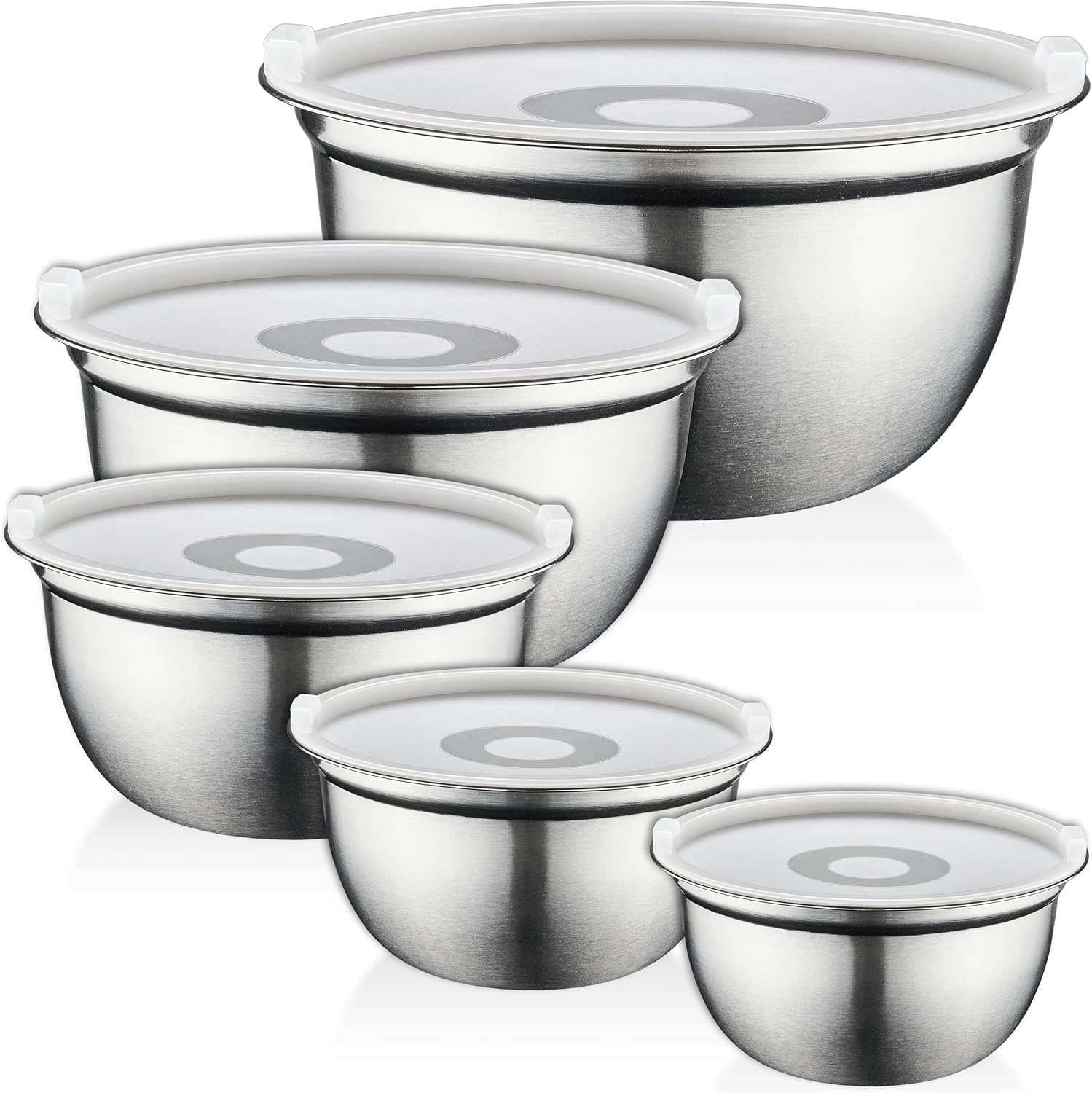 Premium 5-Piece Stainless Steel Mixing Bowl Set - Durable and Versatile for Home and Restaurant Use (with Lid)
