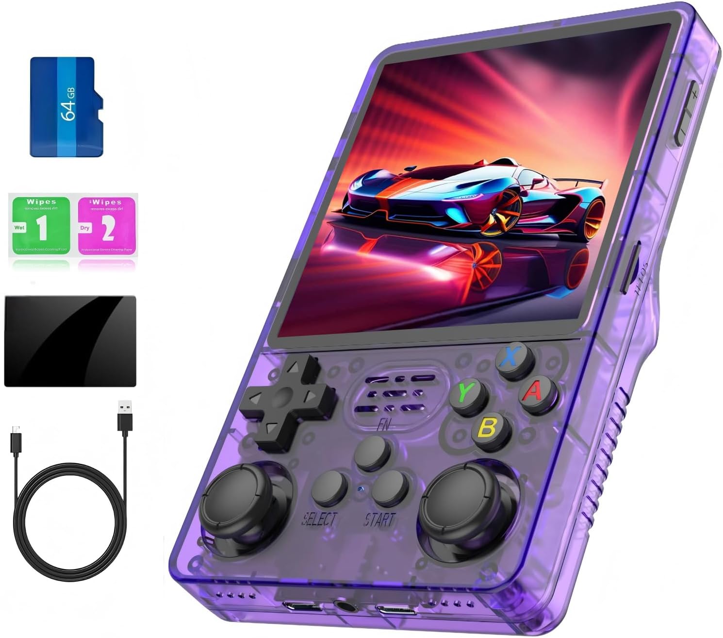R36Plus Retro Handheld Game Console , Portable，ArkOS System，15,000+ Classic Games, 4.0" IPS Screen, 26+ Emulators (Transparent Purple) - Image 8