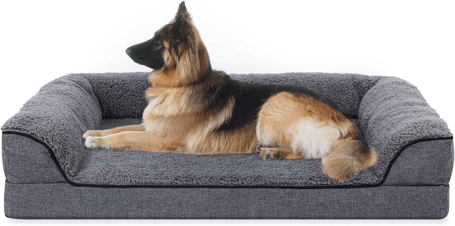 Sivomens Dog Bed, Bolster Washable Dog Beds for Large Dogs, 7 Inch Thicken Orthopedic Sofa Foam Couch Bed with Removable Cover & Nonskid Bottom, Pet Beds for Medium&Small Dogs