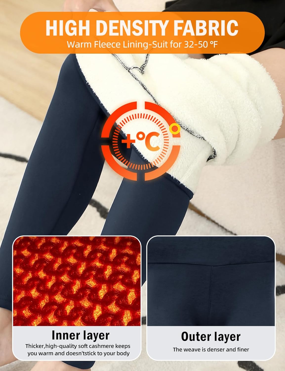 Gihuo Fleece Lined Leggings for Women High Waisted Thermal Winter Warm Athletic Yoga Pants - Image 3