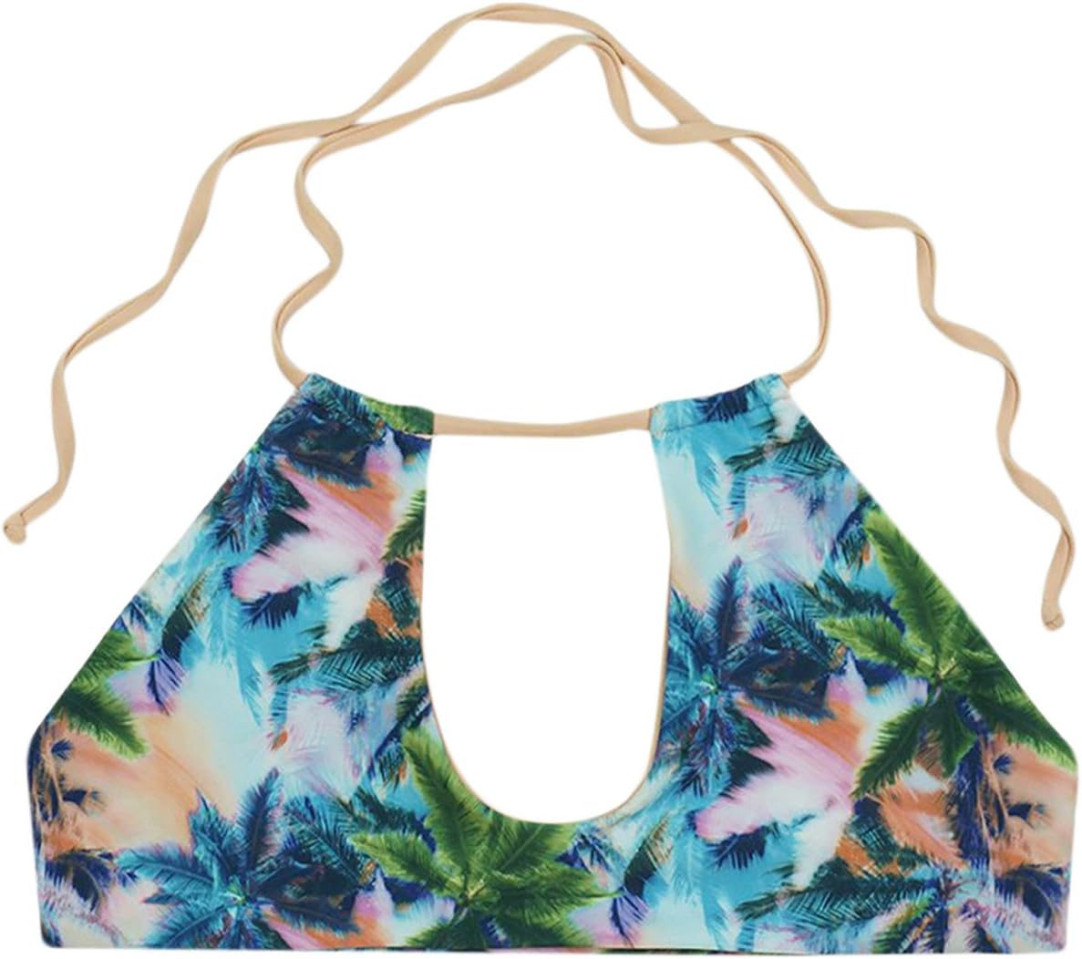 ToBeInStyle Women's Seamless Keyhole Halter Back Tie Bikini Top