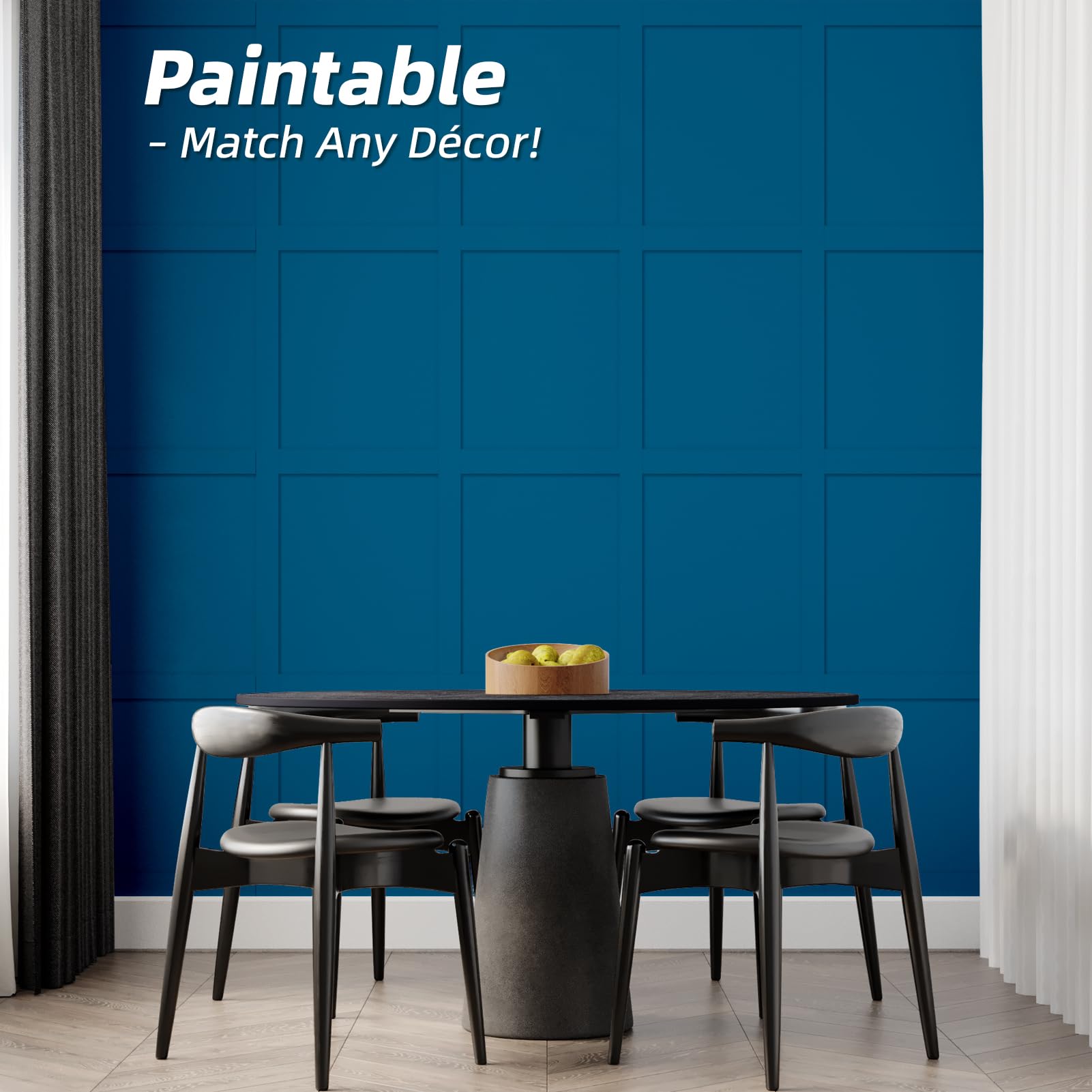 Art3d Kit de paneles terminados Board & Batten para revestimiento de pared (210 x 113 cm) de MDF para pintar, ideal para cocina, dormitorio y sala de estar – Incluye listones de borde