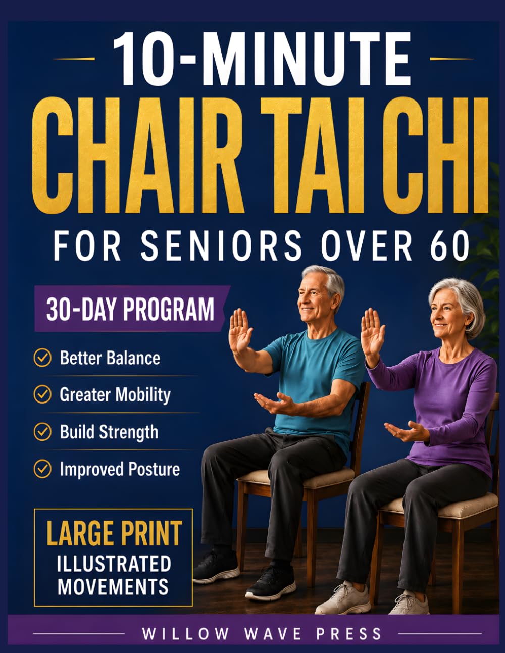 10-Minute Chair Tai Chi for Seniors Over 60: A 30-Day Program with Large Print and Illustrated Movements for Gentle Movement  Better Balance  Greater Mobility  Improved Posture  and Lasting Strength