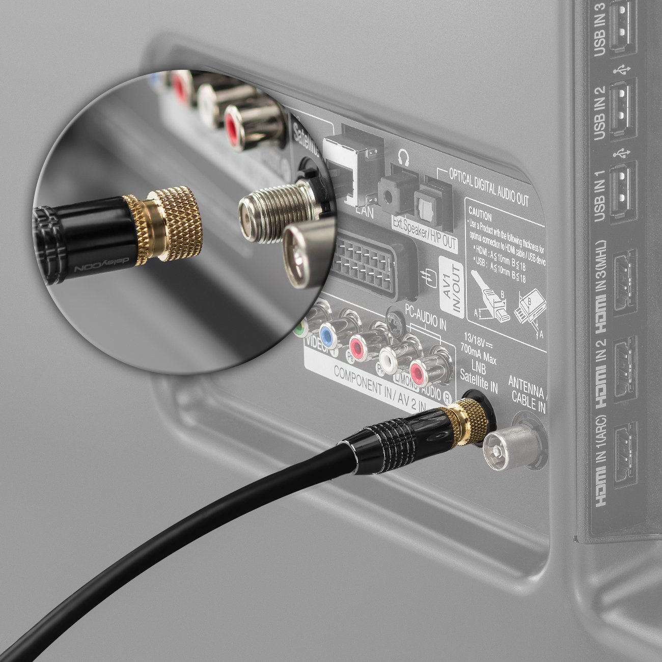 deleyCON 1,5m Cavo Antenna SAT Coassiale per DVB-S/S2 4K Ultra HD Full HD 1080p HDTV - 2x Connettori F in Metallo - Nero