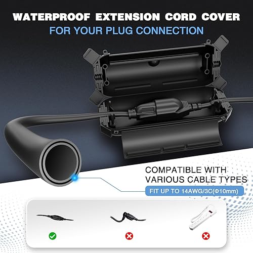Miniatura 9 de Paquete de 3 Cubierta de seguridad para cable de extensión para exteriores con sello impermeable, caja de conexión eléctrica resistente a la