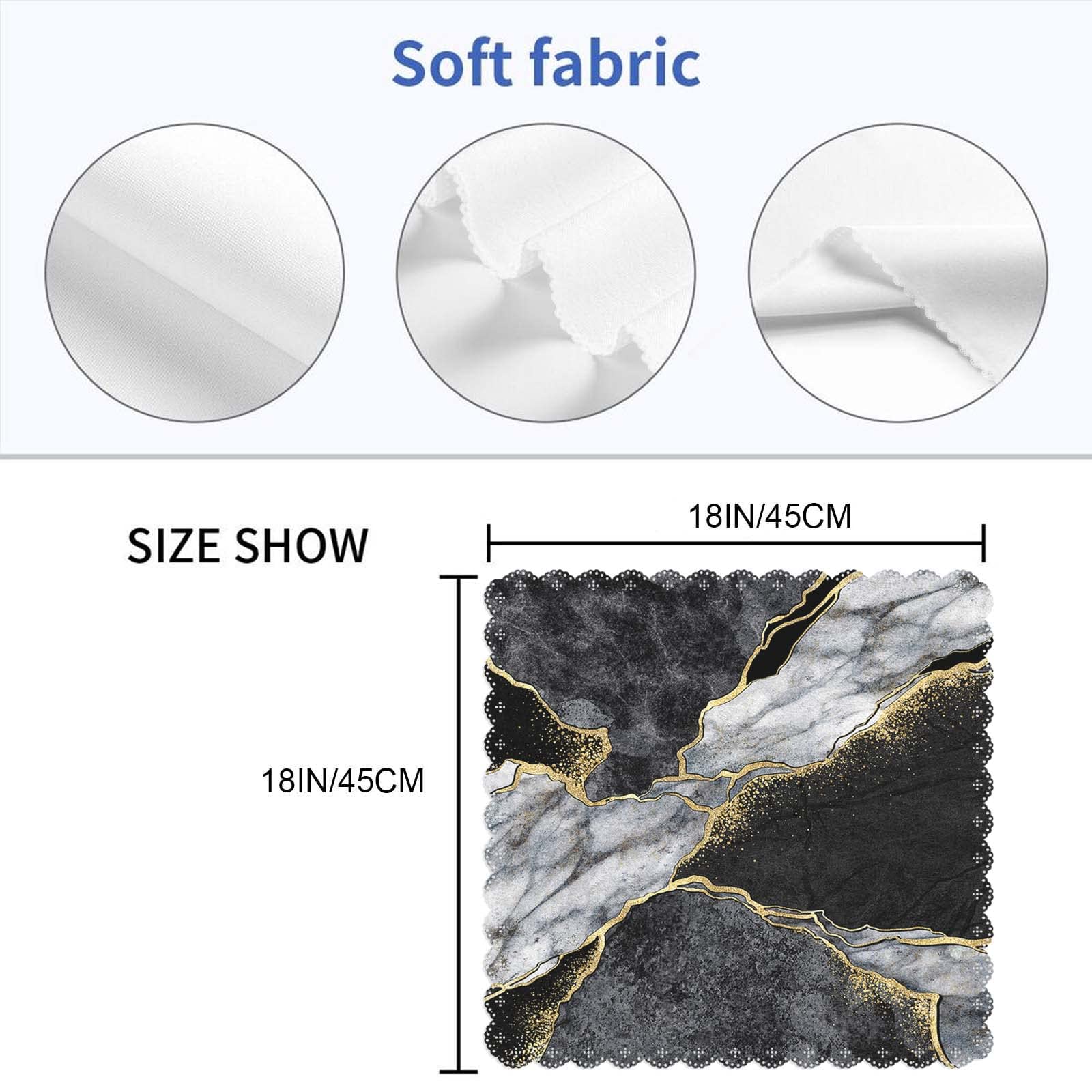 Yibeas Abstract Black and White Marble Cloth Table Napkins Set of 4 Japanese Kintsugi Mosaic with Golden Veins Table Decoration Dinner Napkins for Kitchen 18 x 18 inch