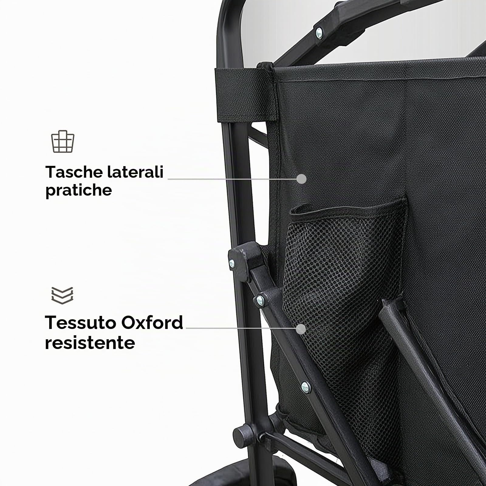 Carrello pieghevole piccolo con manico regolabile in altezza, portata 150 kg | Carrello per la spesa pieghevole da campeggio, per giardino, spiaggia, shopping, salvaspazio, pieghevole