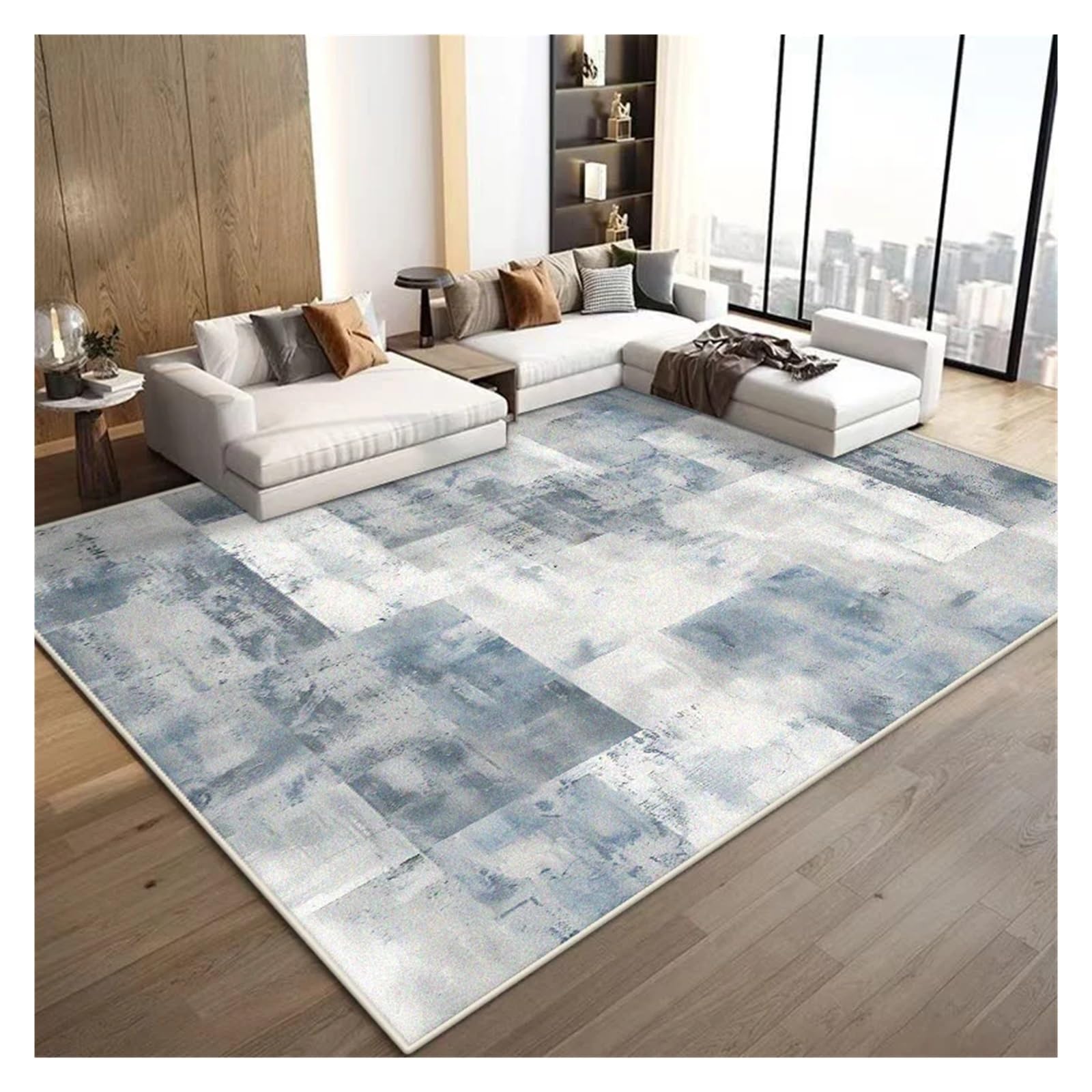 Tapis flanelle anti-glisse sans poil facile à nettoyer pour salon