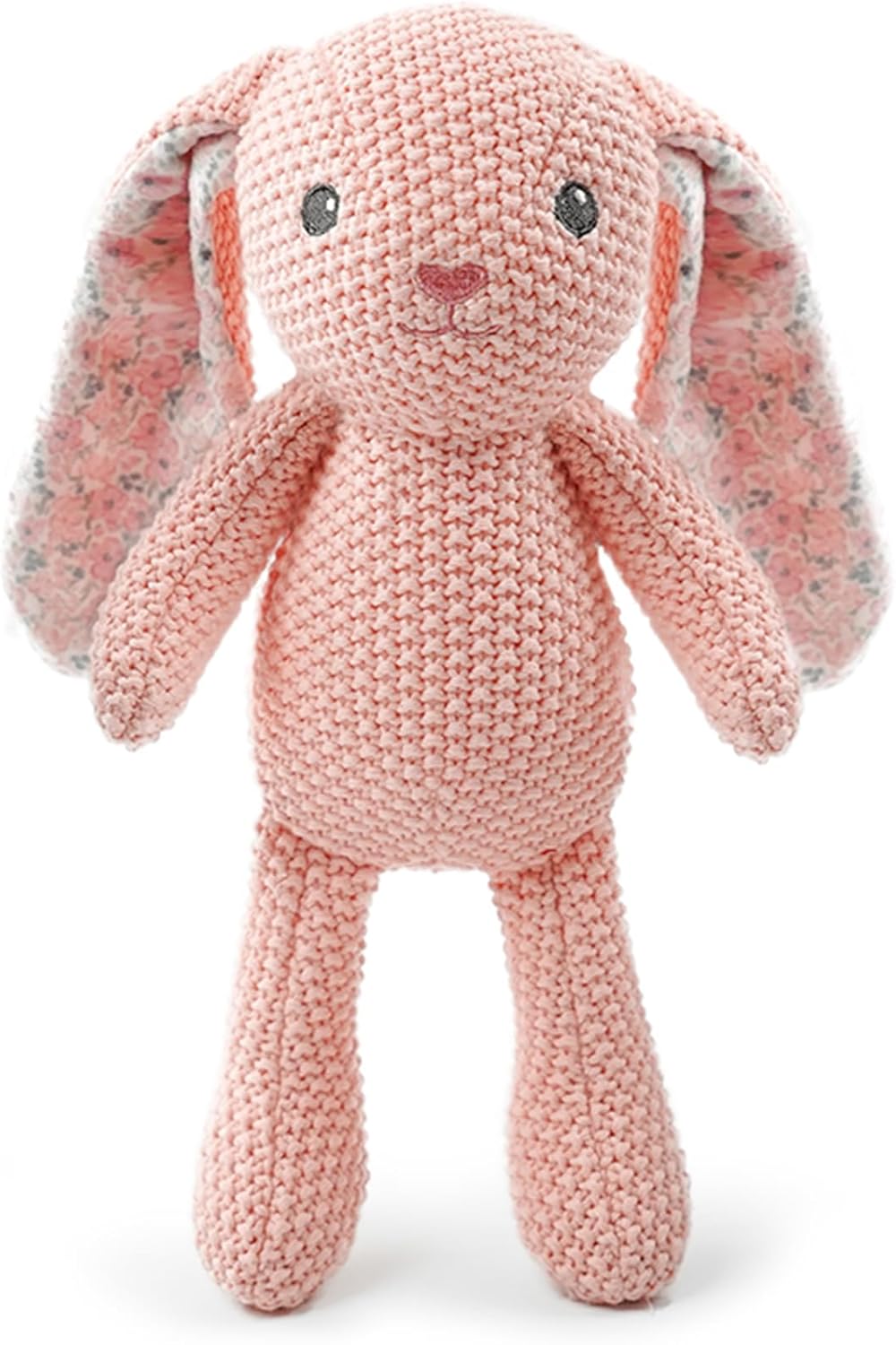 Realistic Buuny Stuffed Animals, 11 inch Crochet Stuffed Animal Toys for Babies, Birthday and Easter Gifts for Girls and Boys, Knitted Cute Toy and Soft Plush Pink Rabbit Toys