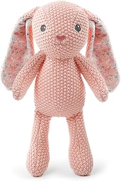 Realistic Buuny Stuffed Animals, 11 inch Crochet Stuffed Animal Toys for Babies, Birthday and Easter Gifts for Girls and Boys, Knitted Cute Toy and Soft Plush Pink Rabbit Toys