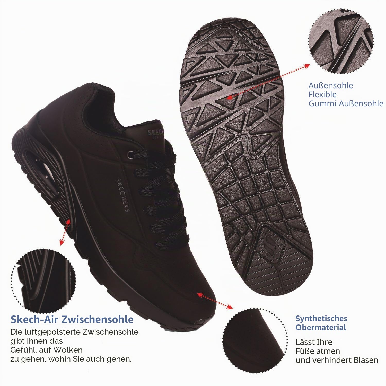 Skechers Herren Uno Stand On Air Turnschuhe – Bild 4