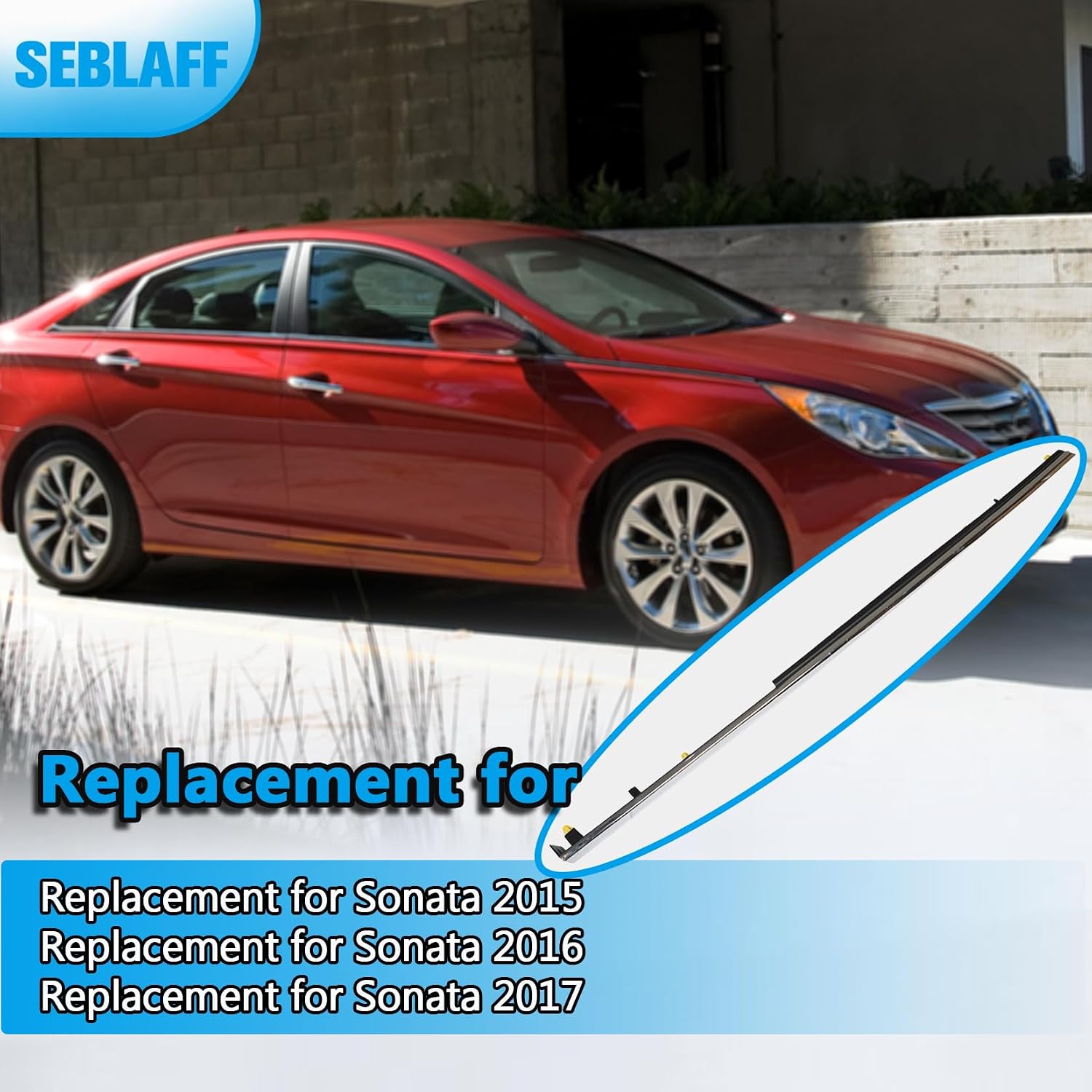 Front Right Chrome Molding Trim Garnish Passenger Side Replacement for Sonata 2011-2014