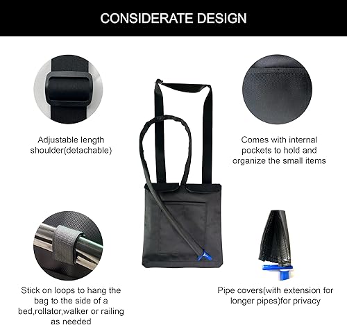 Miniatura 2 de Soporte para bolsa de drenaje de orina con cubierta de tubo de catéter actualizado y correas de hombro ajustables, fundas para bolsa de catéter