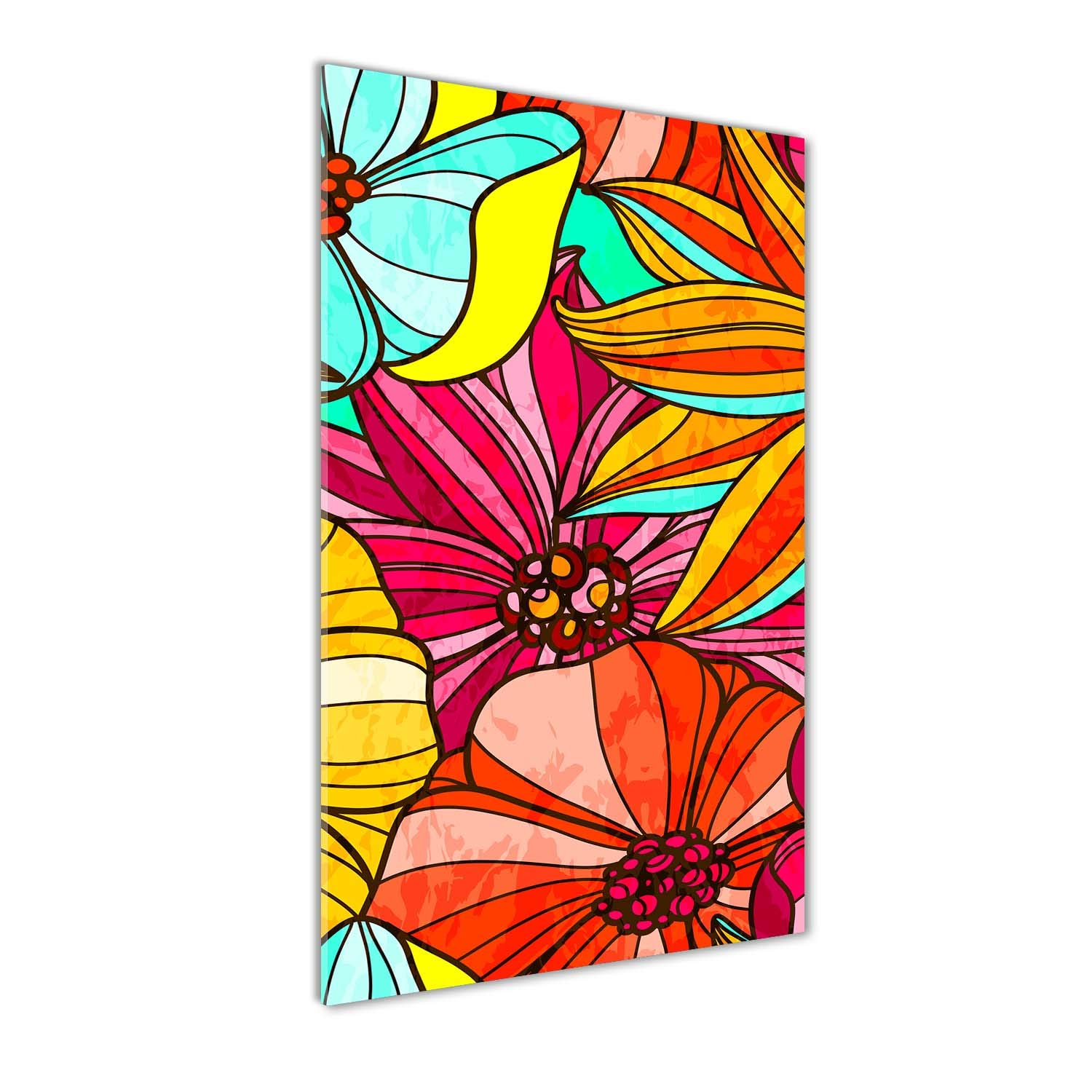 Tableau image fleurs colorées Tulup 70x140cm grande décoration murale verre