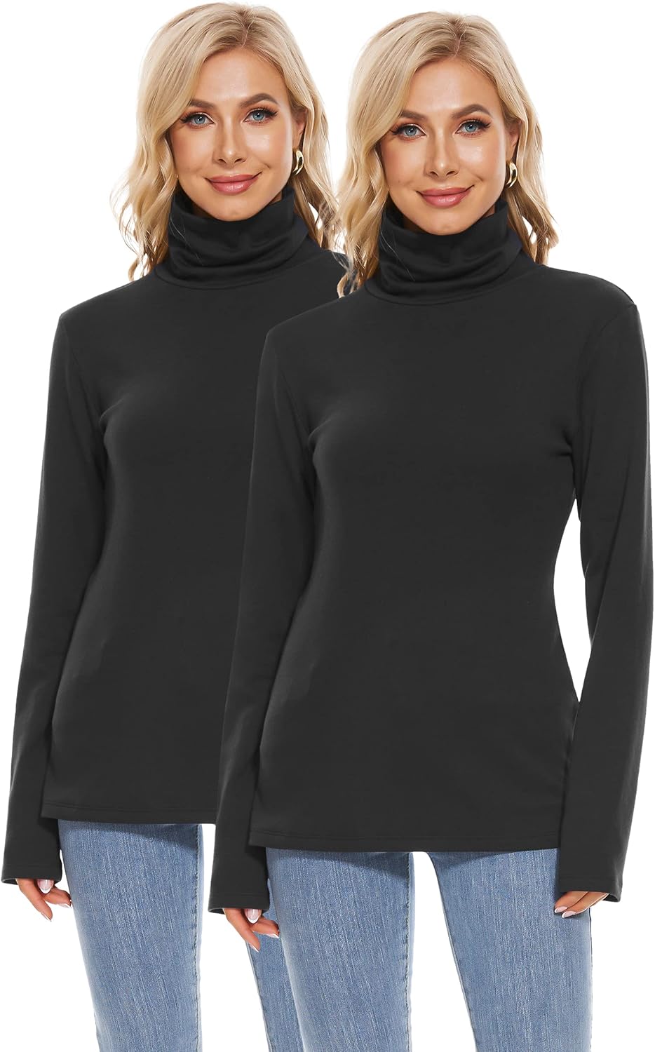 H HIAMIGOS Womens Turtleneck Long Sleeve Top Fleece Lined Sweatshirt Lightweight Ultra Soft Base Layer