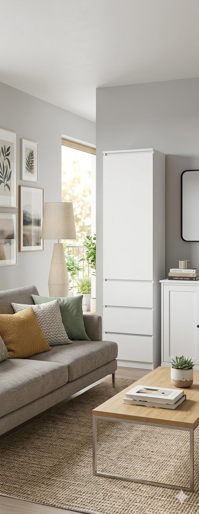 BDW – Armoire avec Tiroirs – 3 Tiroirs et Étagères – Meuble de Rangement de 50 cm L 180,5 cm H et 40 cm P – Dressing Chambre Adulte ou Chambre Enfant – Blanc