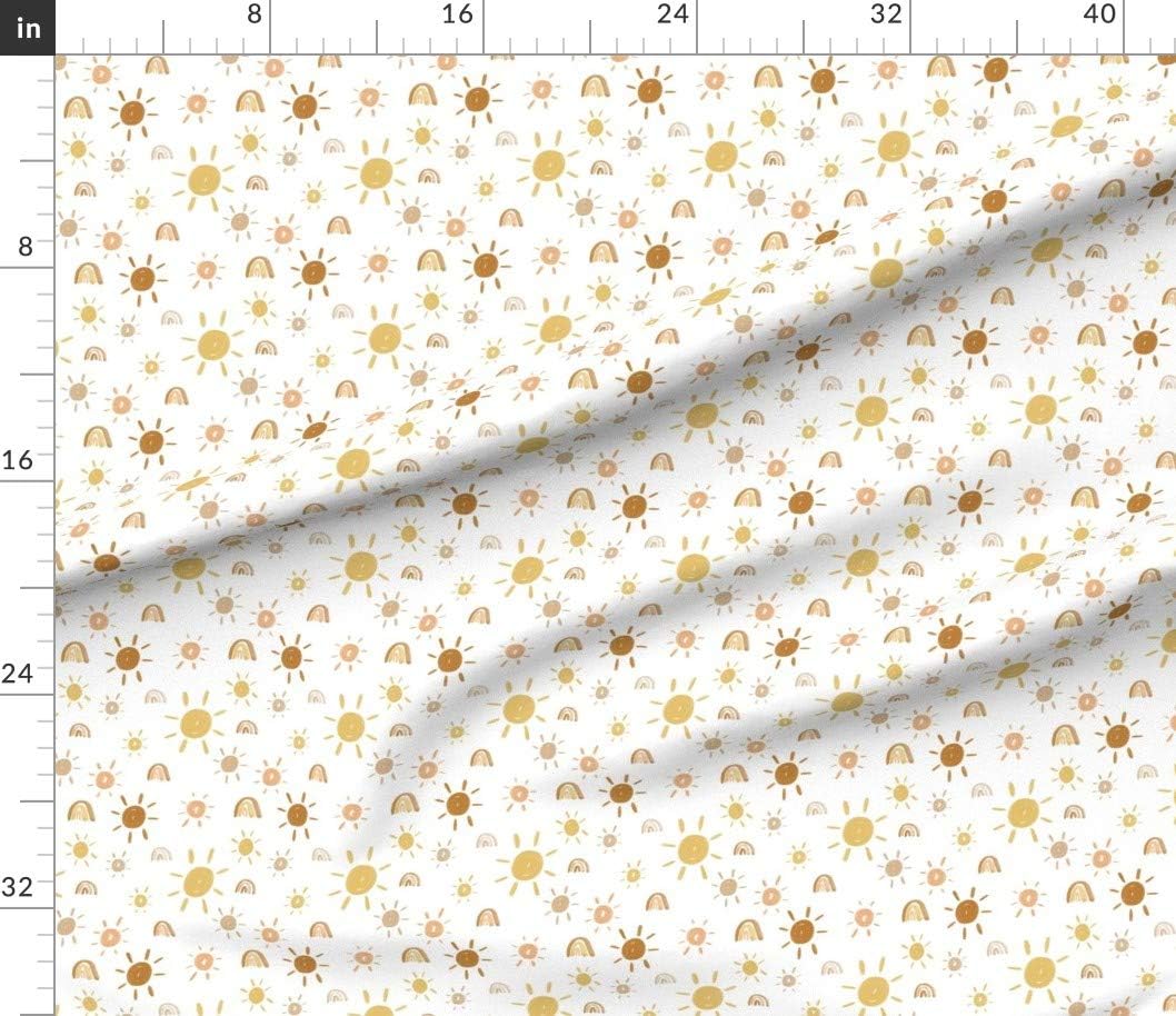 Spoonflower Fabric - Golden Sun Sunny Yellow Bright Gold Kids Nursery Watercolor Printed on Petal Signature Cotton Fabric by The Yard - Sewing Quilting Apparel Crafts Decor
