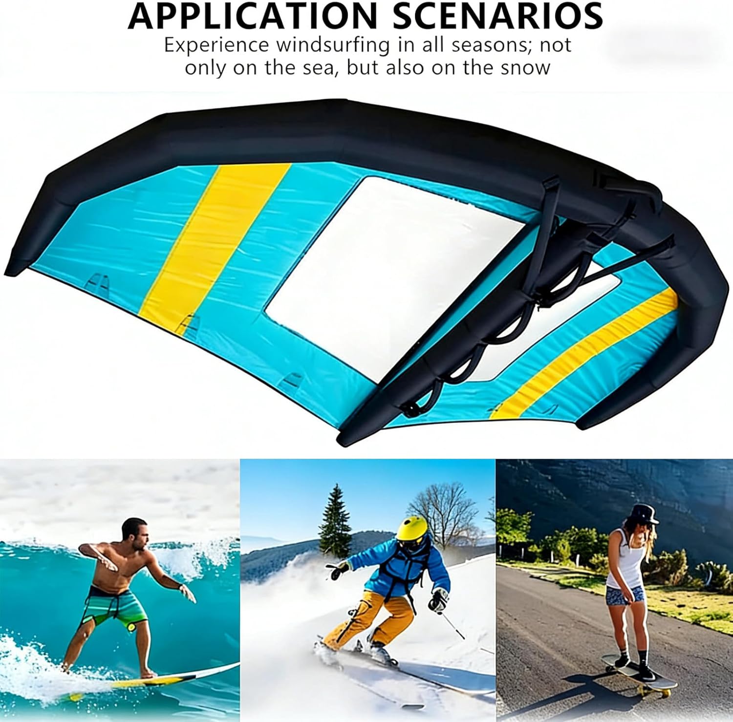 Multi-Purpose Inflatable Handheld Wing, Professional Inflatable Wing Foil for Racing & Freestyle – Powerful, Aerodynamic Handheld Surf Sail with Storage Bag & Wrist Leash for Outdoor Fun 5㎡