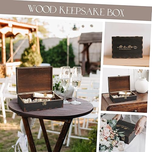 Miniatura 6 de AW BRIDAL Caja de recuerdos con tapa, caja de almacenamiento de recuerdos de boda de madera, regalos de despedida de soltera, aniversario,