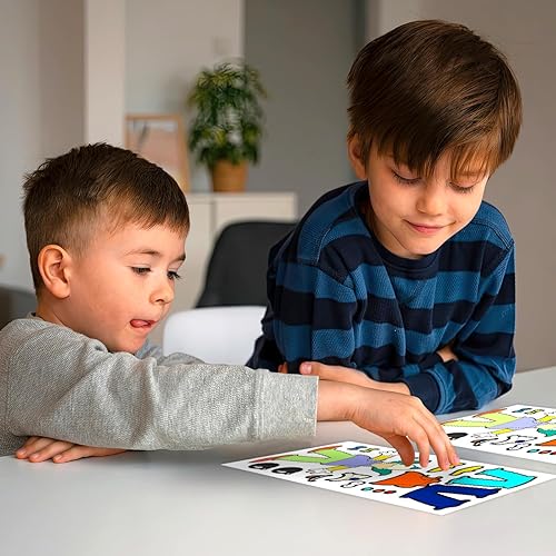 Miniatura 4 de Pegatina 5 hojas de 13 a 15 piezas de dibujos animados Make Your Own Simp Make A Face Calcomanía de vinilo para el hogar, juego de regalo de arte