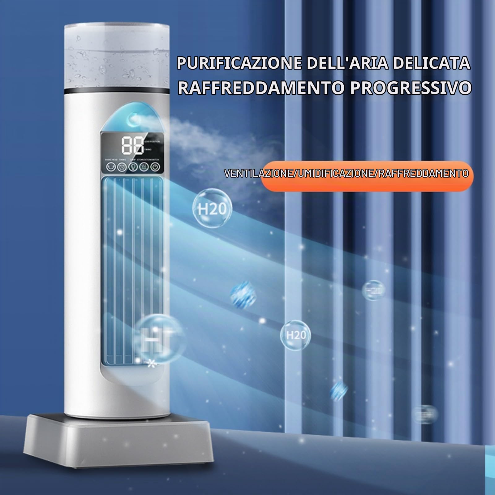 Climatizzatore a torre, con telecomando, silenzioso, oscillante, senza foglie, portatile, per camera da letto, ufficio, dormitorio (nero)