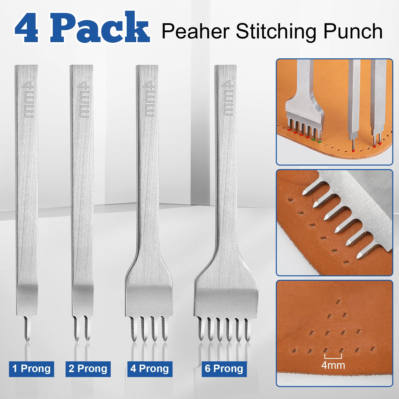 45PCS Leder Bastelset Stanzgerät Werkzeug,39 Formen Stil Hohlstanzer Werkzeug,mit 4PCS Spacing Punch Tool(5 mm Abstand (2 + 4 + 6)),1 Hammer und 1 Matte für Leder Handwerk