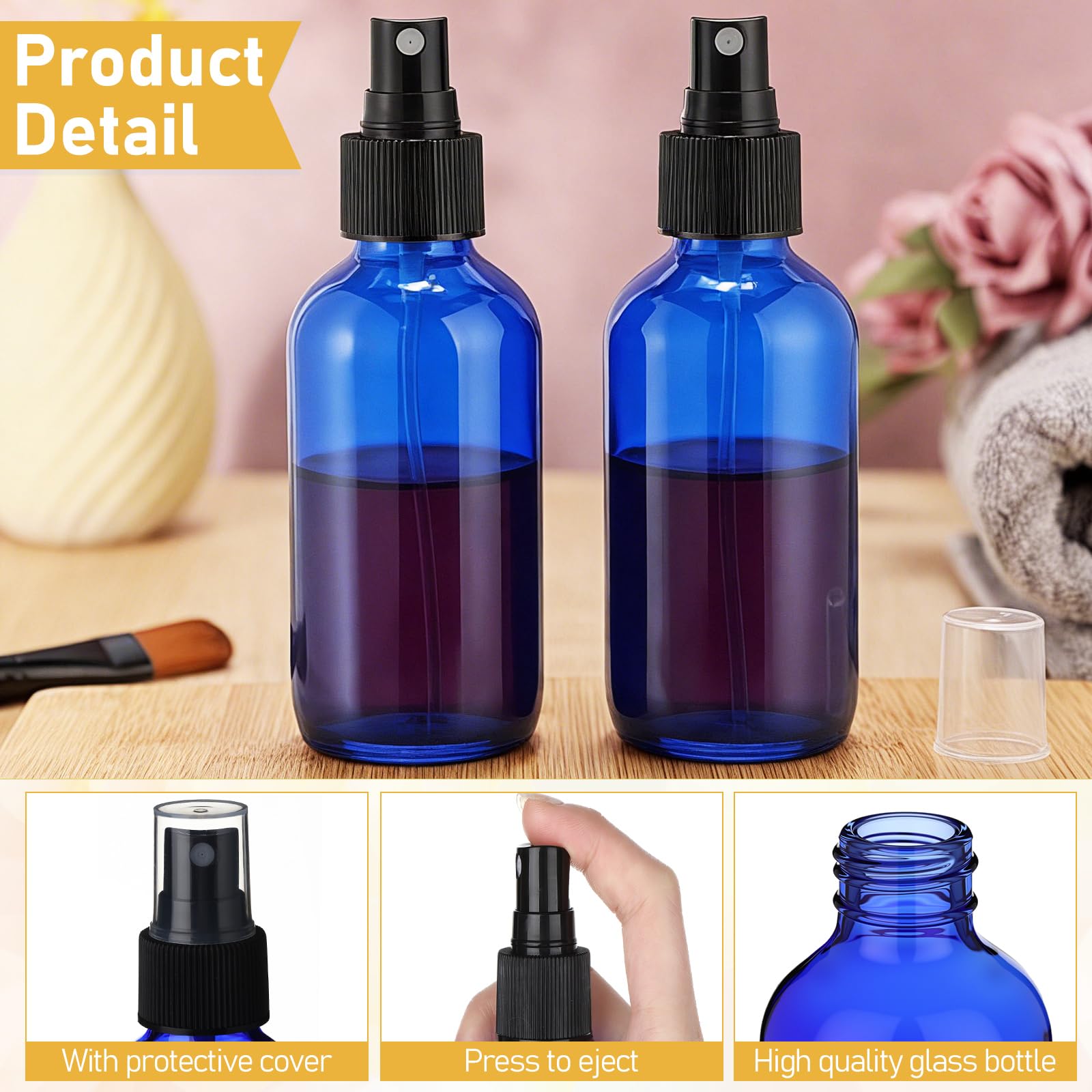 Maxcheck 50 Stück 118 ml kleine Glas-Sprühflaschen für ätherisches Öl, leere Sprühnebelflasche, leer, feiner Nebel und nachfüllbarer Nebel, nachfüllbare Flüssigkeitsbehälter für Parfüm, Reinigung