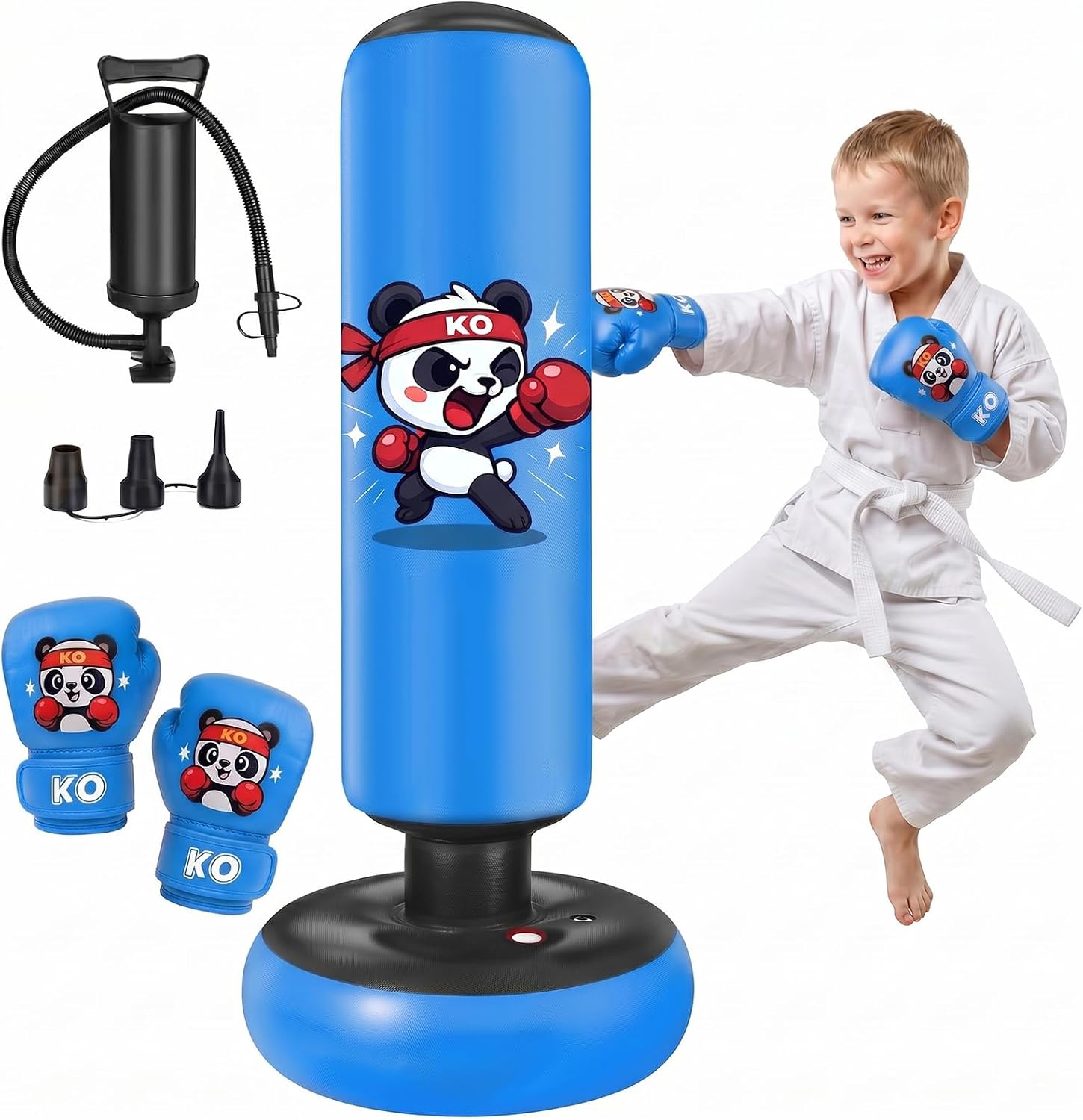 Qoosea Pedestal Punching Bags for Kids, 52in Kids Boxing Bag with Gloves