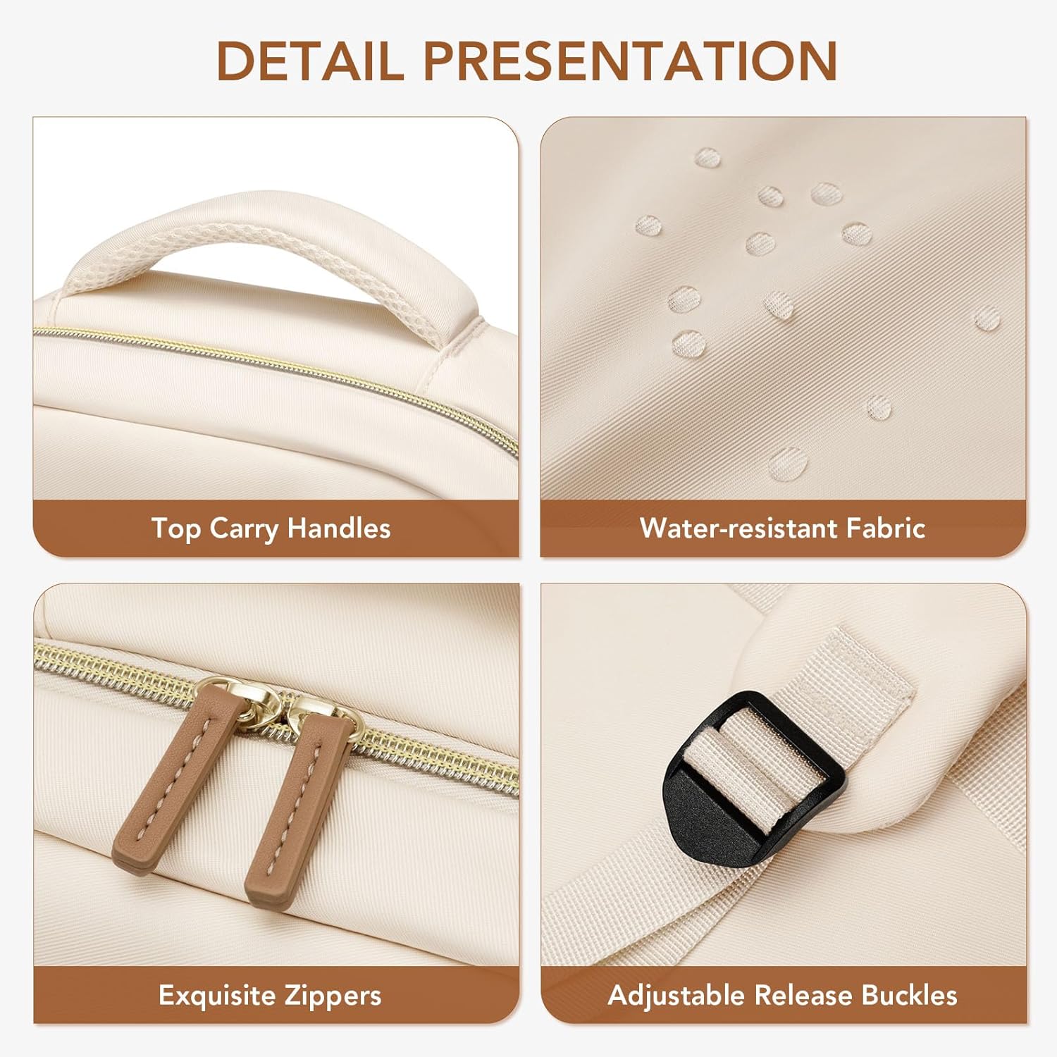 Laptop Backpack for Women,Travel Backpack with Laptop Compartment,Casual Daypack College Bookbag Computer Work Backpack,Beige