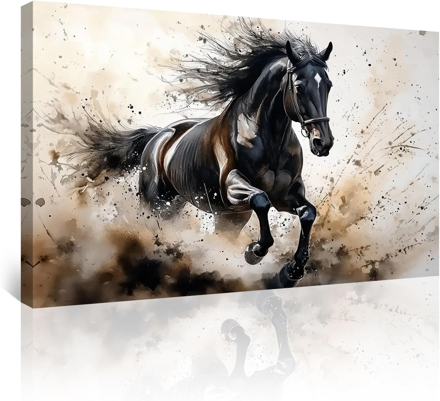 Azatyam Running Horse Wall Art Animal Picture Vintage Western Equestrian Canvas Prints Watercolor Wild Horses Paintings Modern Rustic Room Decor for Living Room Bedroom Bathroom Office 12" x 18"
