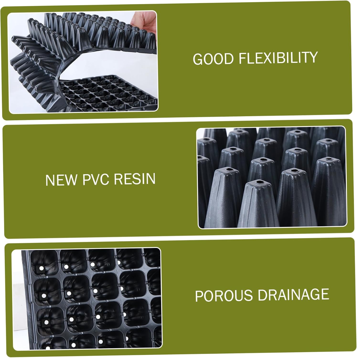 20Pcs Seed Starter Tray, Extra-Deep 50 Cell Seed Starting Trays, Heavy-Duty Plastic Germination Container for Greenhouse, Garden & Urban Farming Trays Seedling Tray image 3