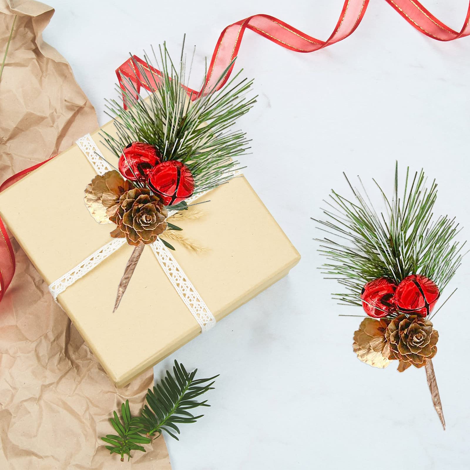 Künstliche Tannennadeln Zweige, Weihnachtskiefer, Weihnachts-Kiefernnadeln, 20 Stück, 10,9 cm, künstliche Kiefernnadeln
