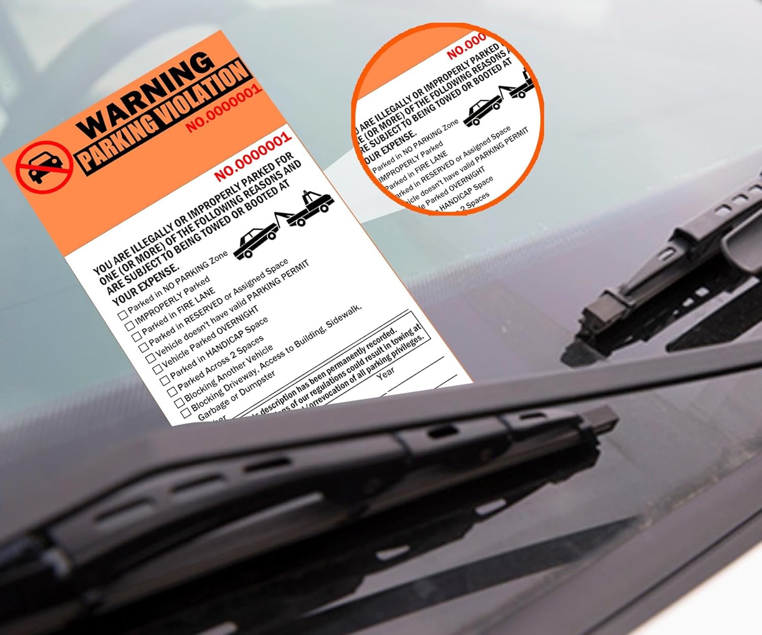 2-Part Perforated Numbered Parking Violation Ticket Carbonless Perforated Numbered Vehicle Illegally Parked Window Tag 4 x 8.5 Inch - Parking Violation for Car Window 50 Pack